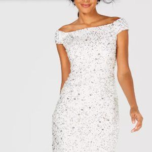 Bride to be - Adrianna Papell Women's Off-The-Shoulder Beaded Sheath Dress